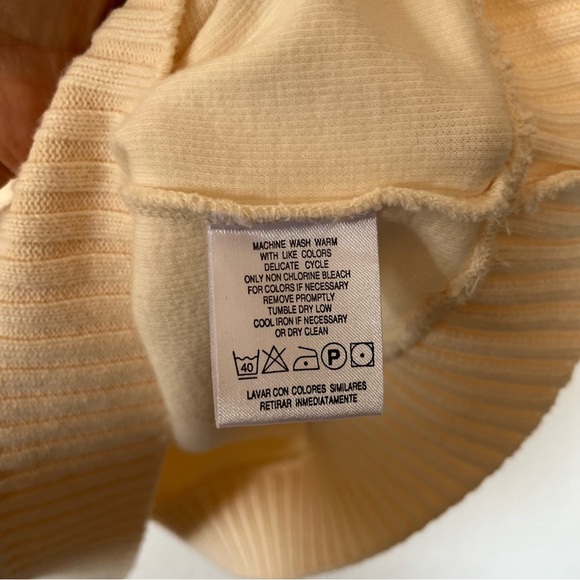 VTG Liz Claiborne Cozy Neutral Ivory Crewneck 1/4 Zip Ribbed Hems XL 100% cotton - Picture 10 of 11